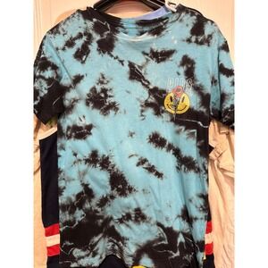 DIBS Tie Dye Graphic T-Shirt Smiley Face Rose Short Sleeve Top